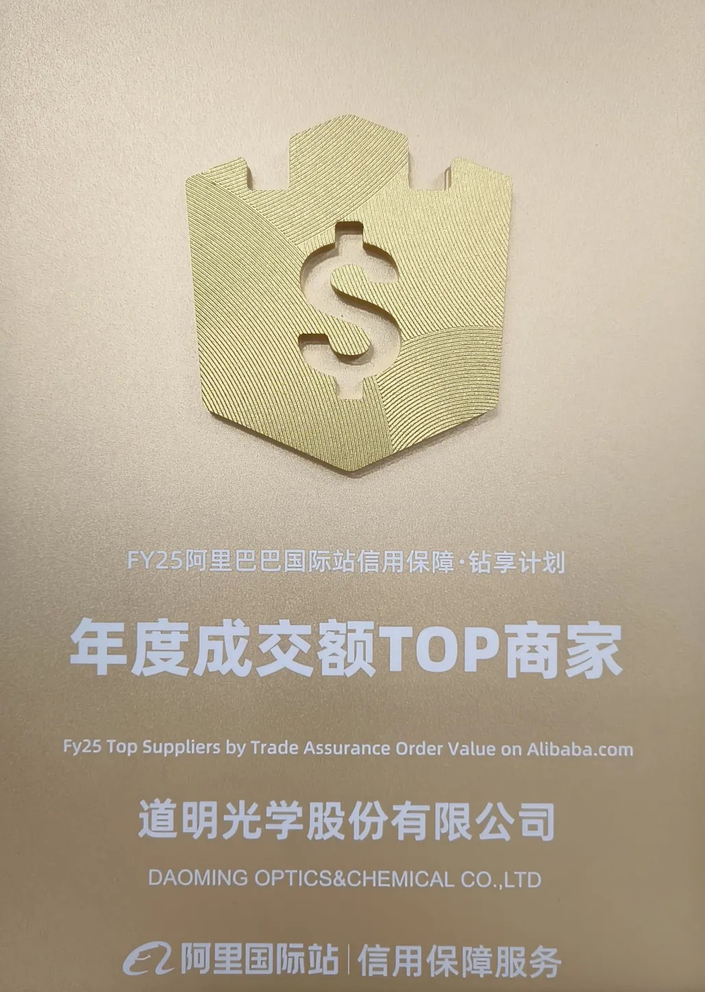 尊龙凯时人生就是搏光学荣获阿里国际站年度成交额TOP商家4